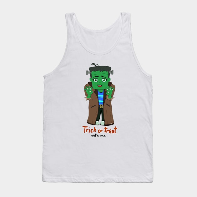 Halloween Spoopy Frankenstein trick or treat Tank Top by Missing.In.Art